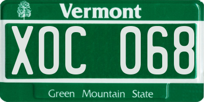 VT license plate XOC068