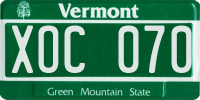 VT license plate XOC070