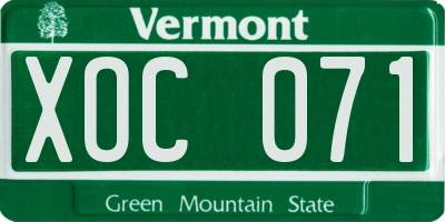 VT license plate XOC071