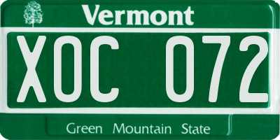 VT license plate XOC072