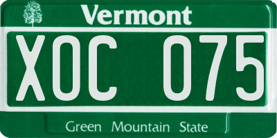 VT license plate XOC075