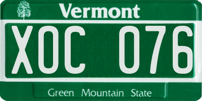 VT license plate XOC076