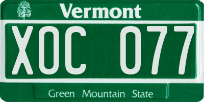 VT license plate XOC077