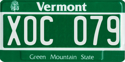 VT license plate XOC079