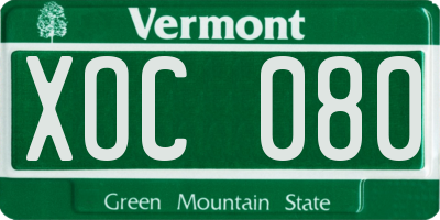 VT license plate XOC080