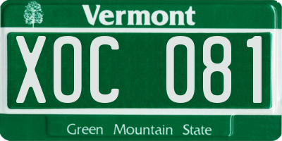 VT license plate XOC081
