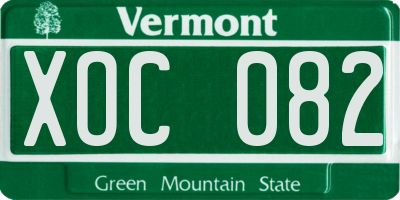 VT license plate XOC082