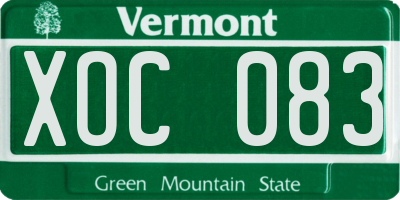 VT license plate XOC083