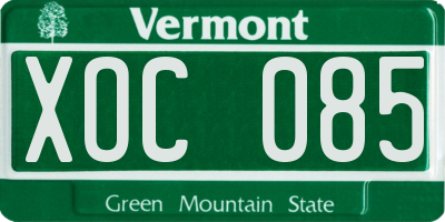 VT license plate XOC085