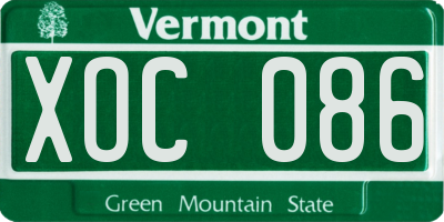VT license plate XOC086