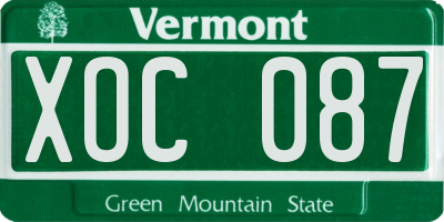 VT license plate XOC087