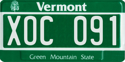 VT license plate XOC091