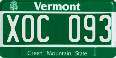 VT license plate XOC093