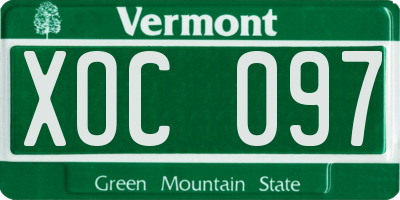 VT license plate XOC097