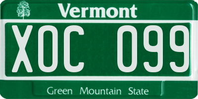 VT license plate XOC099