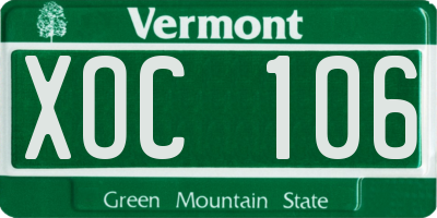 VT license plate XOC106