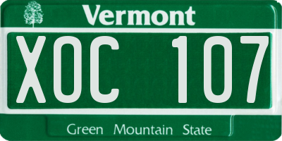 VT license plate XOC107
