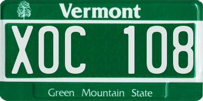VT license plate XOC108