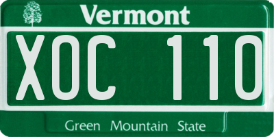 VT license plate XOC110