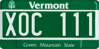 VT license plate XOC111