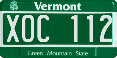 VT license plate XOC112