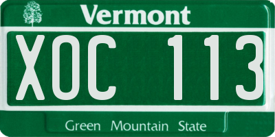 VT license plate XOC113