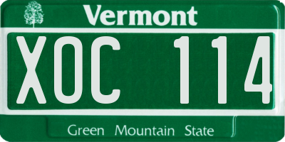 VT license plate XOC114