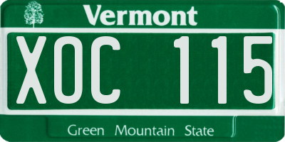 VT license plate XOC115