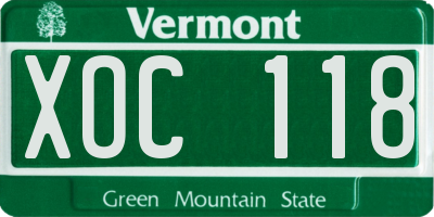 VT license plate XOC118