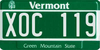 VT license plate XOC119