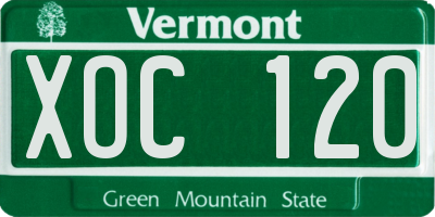 VT license plate XOC120