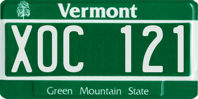 VT license plate XOC121