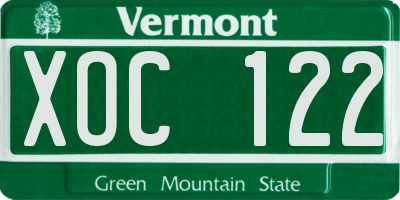 VT license plate XOC122