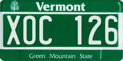 VT license plate XOC126