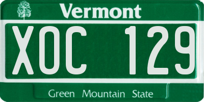 VT license plate XOC129