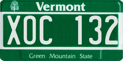 VT license plate XOC132
