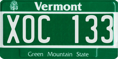 VT license plate XOC133
