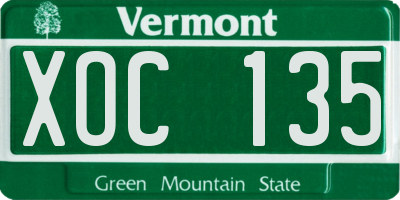 VT license plate XOC135
