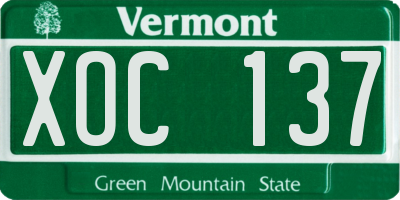 VT license plate XOC137