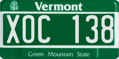 VT license plate XOC138