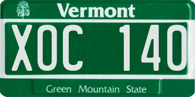 VT license plate XOC140