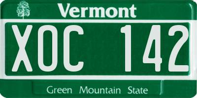 VT license plate XOC142