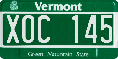 VT license plate XOC145