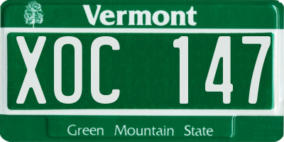 VT license plate XOC147