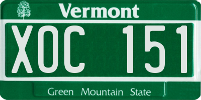 VT license plate XOC151