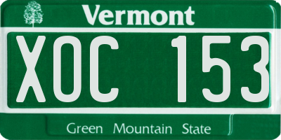 VT license plate XOC153