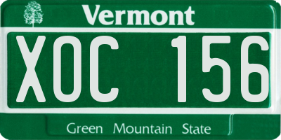 VT license plate XOC156