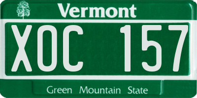 VT license plate XOC157