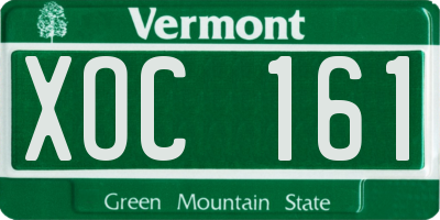 VT license plate XOC161