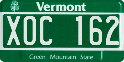 VT license plate XOC162